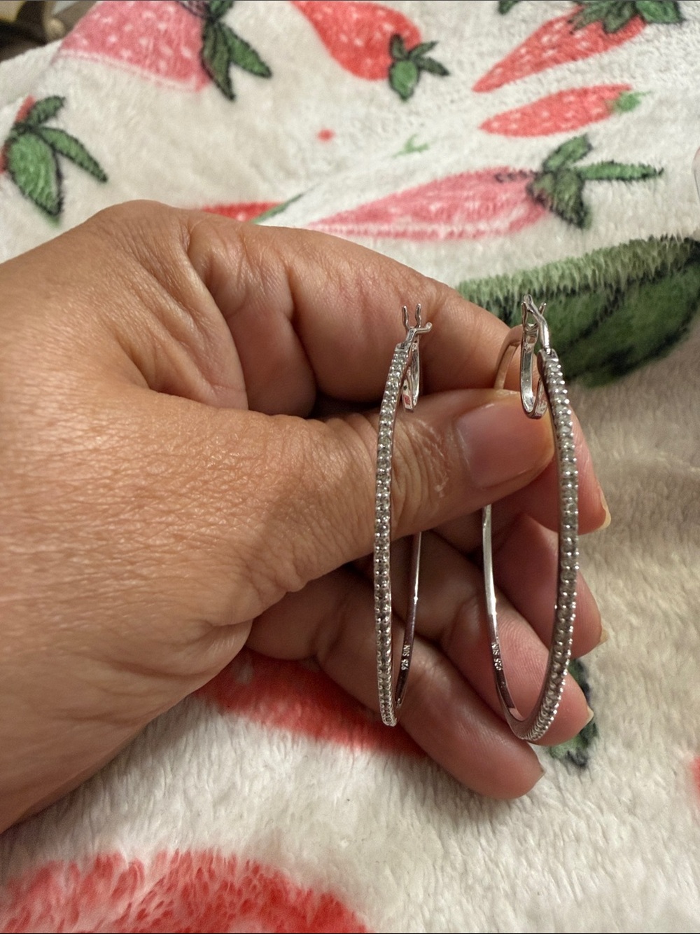 Silver Crystal-Accented Hoop Earrings for Women